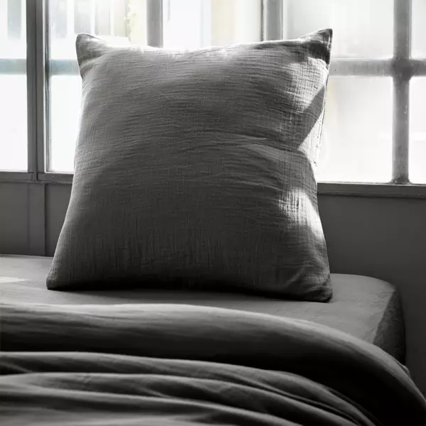 Pudebetræk i bomuldsgas (60 x 60 cm) Gaïa Granitgrå