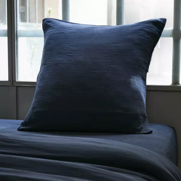 Taie d'oreiller carre gaze de coton (60 cm) Gaa Bleu nuit