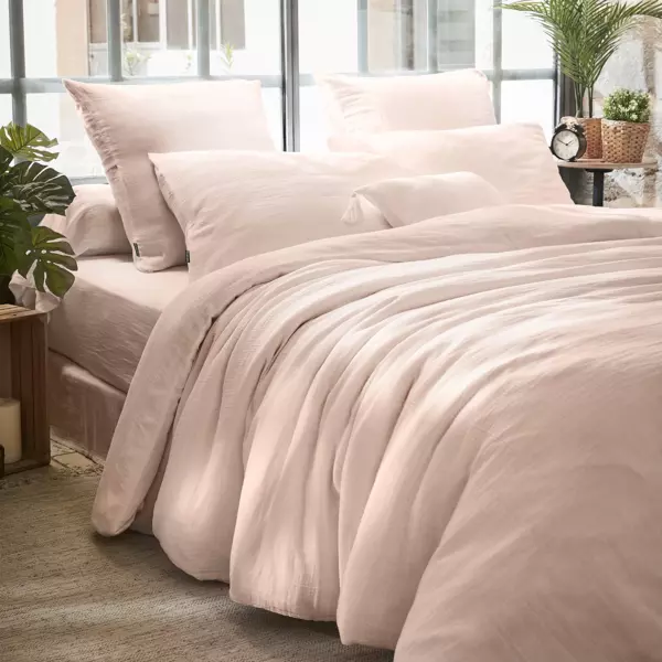 Housse de couette gaze de coton (280 x 240 cm) Gaïa Rose poudré