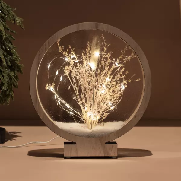 Cikel met bloemen (batterijen) GM verlicht Warm wit 40 LED