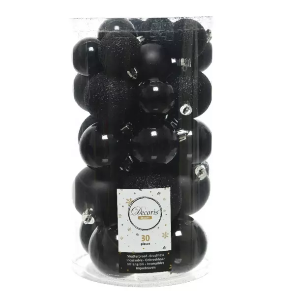 Lot de 30 boules de Noël assorties Alpine Noir