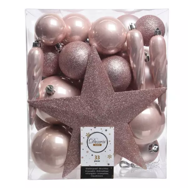 Kit de decoración para árbol de Navidad Novae Rosa polvo