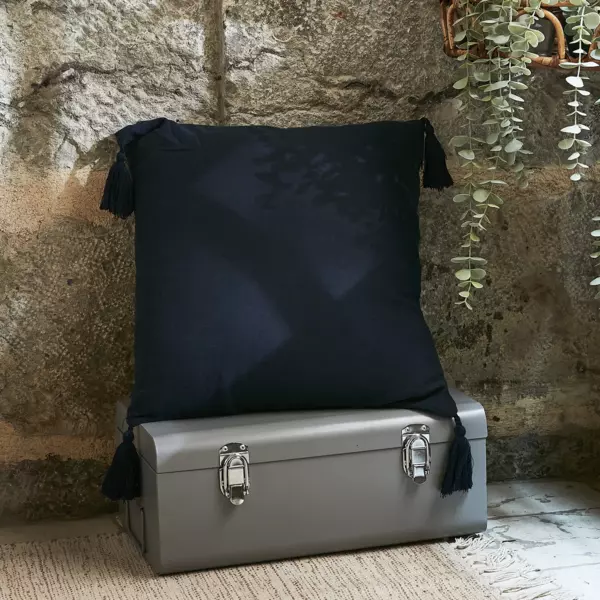 Cojín cuadrado en gasa de algodón (40 cm) Gaïa Azul noche