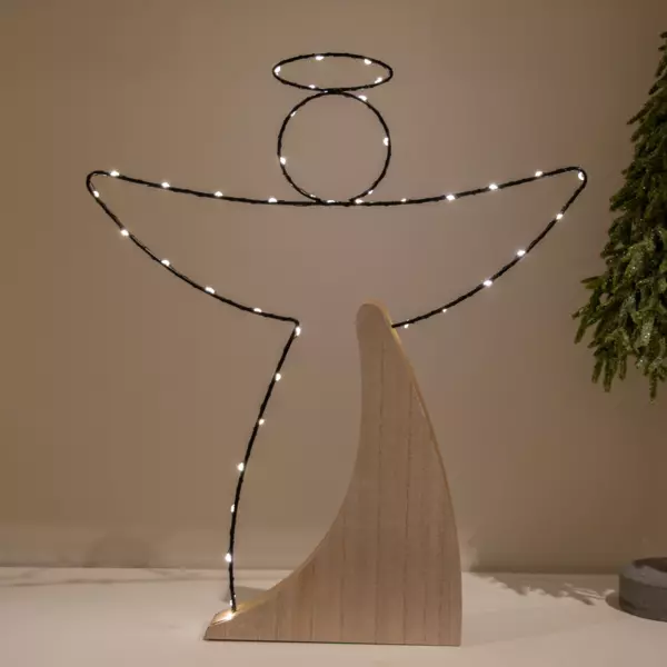 Ángel luminoso Glory a pilas pequeño Blanco cálido