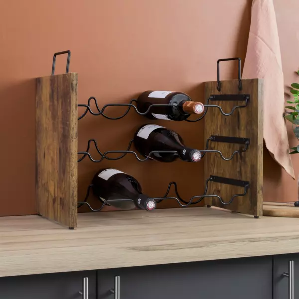 Industrielt flaskeopbevaringsmøbel med 12 rum (H40 cm) Lucas Sort