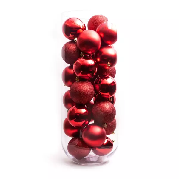 Lote de 30 bolas de Navidad (D80 mm) New Alpine Rojo