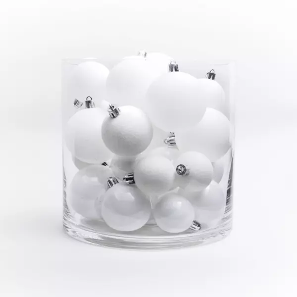 Lot de 30 boules de Noël assorties New Alpine Blanc