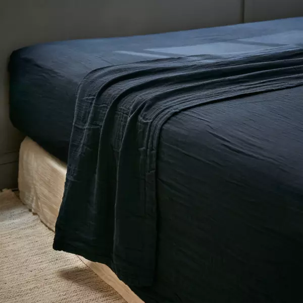 Drap Plat Percale De Coton 200 Fils Overlock Contraste Lit 90 Cm - Home