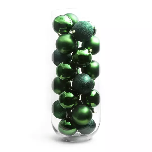 Lot de 30 boules de Noël (D80 mm) New Alpine Vert sapin
