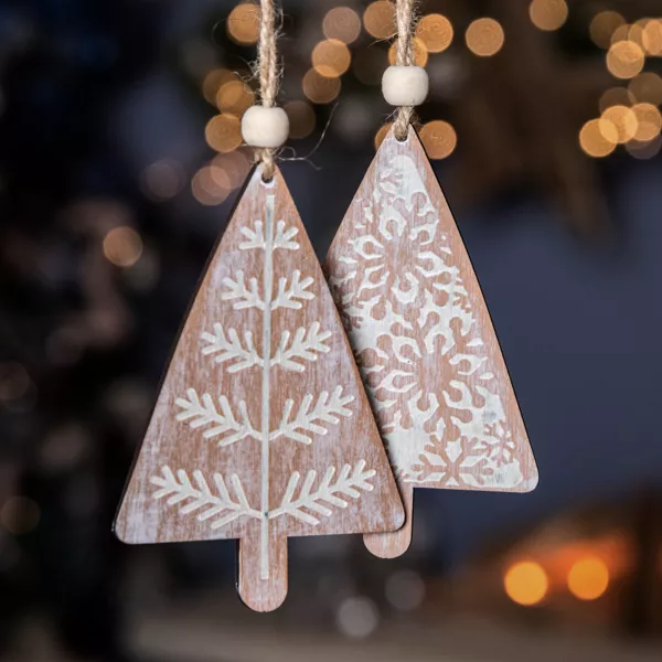Lot de 2 sapins à suspendre (H11 cm) Moïna Rose