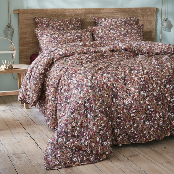 Bettbezug aus Baumwoll-Gaze (240 cm) Constance Camel