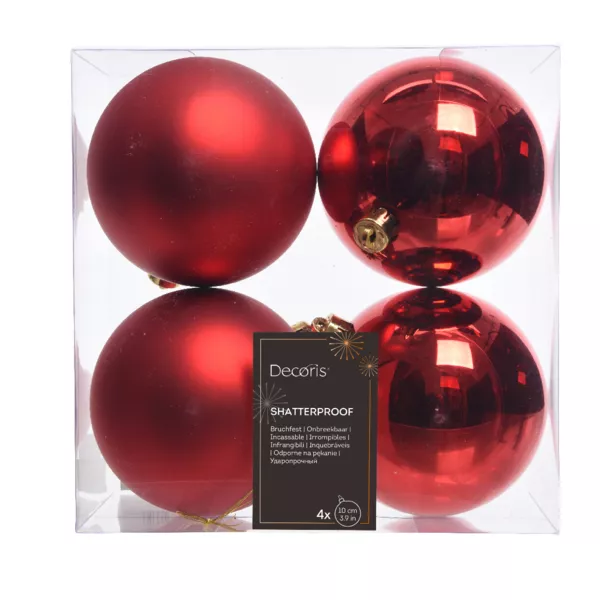 Set van 4 kerstballen (D100 mm) Alpine Rood