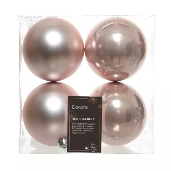 Lote de 4 bolas de Navidad (D100 mm) Alpine Rosa palo