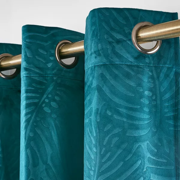 Rideau obscurcissant velours (140 x 280 cm) Fern Bleu pétrole