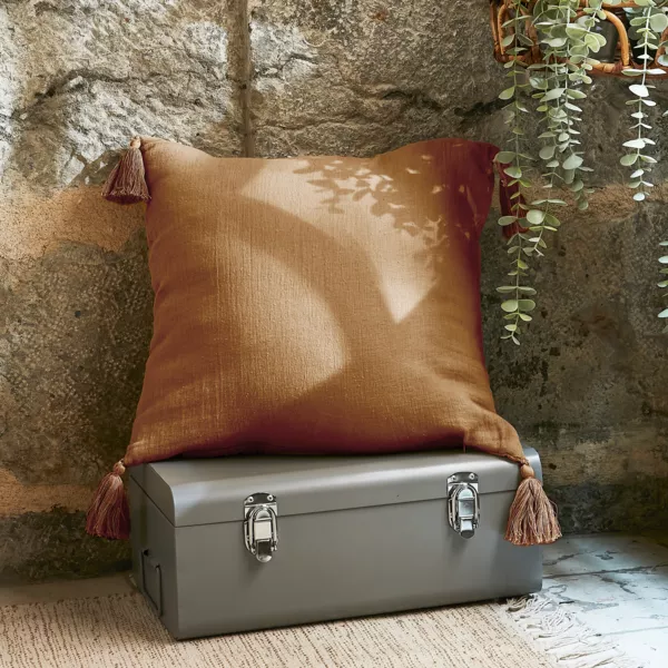 Sierkussen vierkant Katoengaas (40 x 40 cm) Gaïa Bruin camel