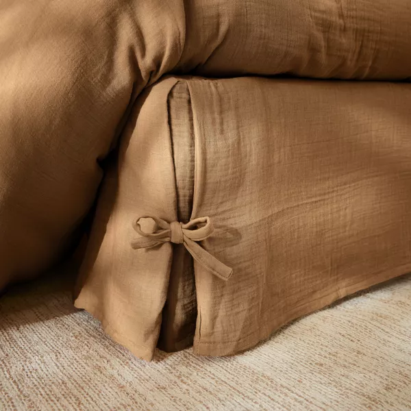 Sengetppe i bomuldsgaze (160 x 200 cm) Gaa Camel