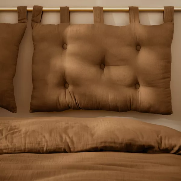 Tête de lit coussin gaze de coton (80 x 50 cm) Gaïa Camel