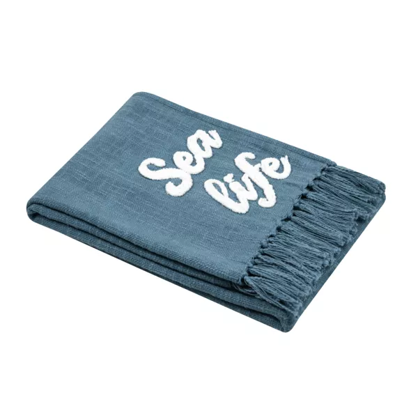 Jeté de canapé coton (125 x 150 cm) Arcachon Bleu orage