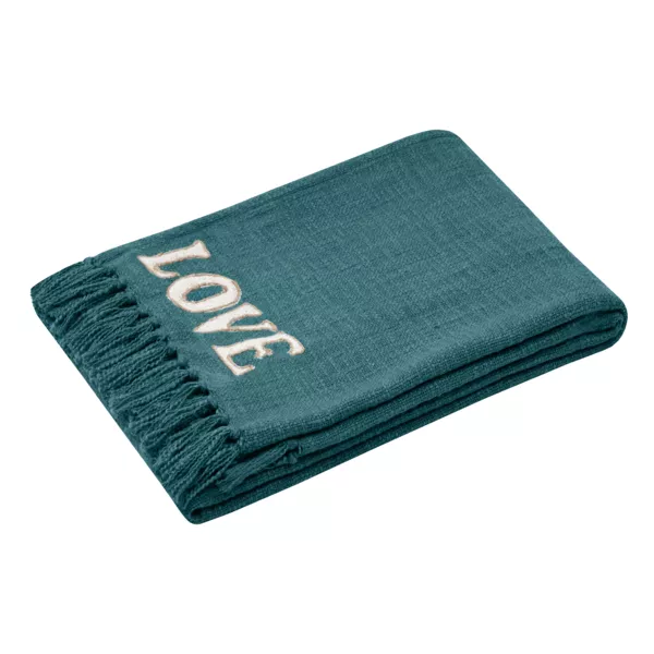 Jeté de canapé coton (125 x 150 cm) Happy Bleu orage