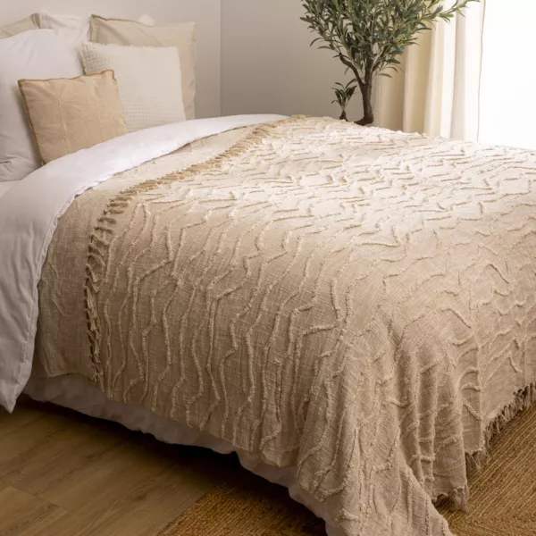 Bomulds sengetppe (260 x 240 cm) Daisy Beige