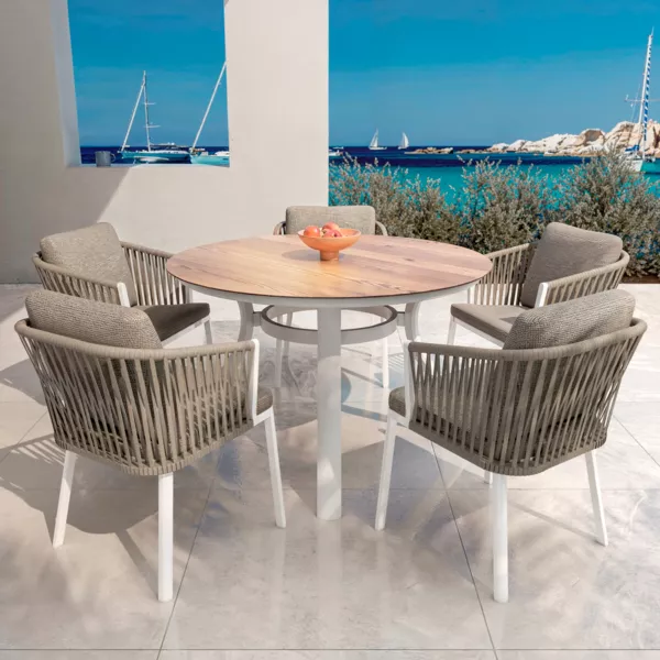 Tuintafel rond aluminium 6 zitplaatsen (D120 cm) Amalfi - Wit