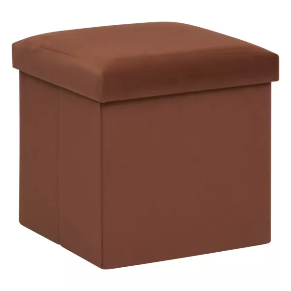 Pouf pliable simple velours ( 38 x 38 cm) Tess Ambre