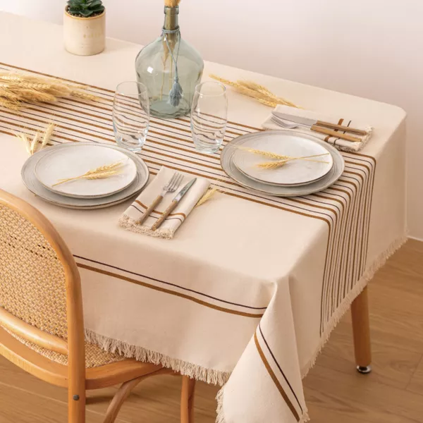 QIANQUHUI Tovaglia ricamata per cucina da pranzo, stile rustico, blu, antipolvere, resistente alle perdite, resistente al suolo, in cotone e lino, tovaglia rettangolare (L-grigio, 140 x 218 cm