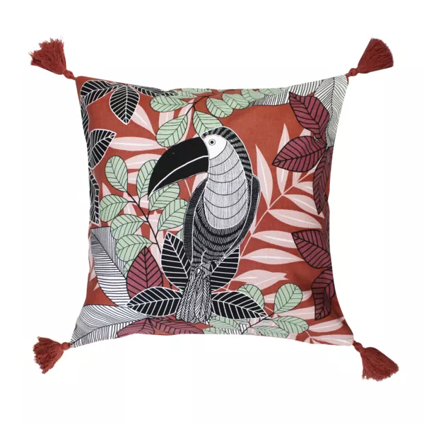 Housse de coussin coton pompons (40 x 40 cm) Wallis Rose