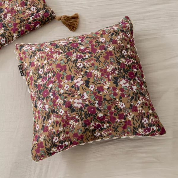 Firkantet pude i bomuldsgaze (40 x 40 cm) Constance Camel