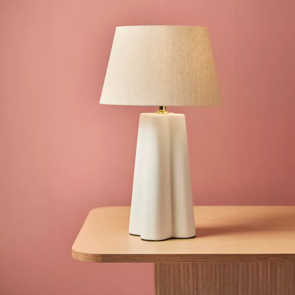 Bordlampe i keramik og bomuld (H45 cm) Cezanne Hvid