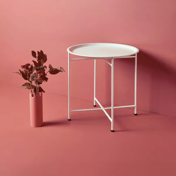 Table d'appoint tripode ronde en métal (H50 cm) Blanche