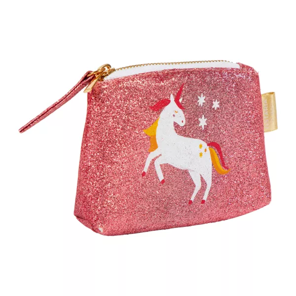 Porte monnaie paillettes enfant (11 cm) Licorne Rose