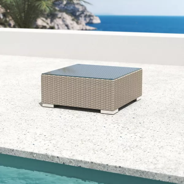 Quadratischer Loungetisch Polyrattan Palma - Grau
