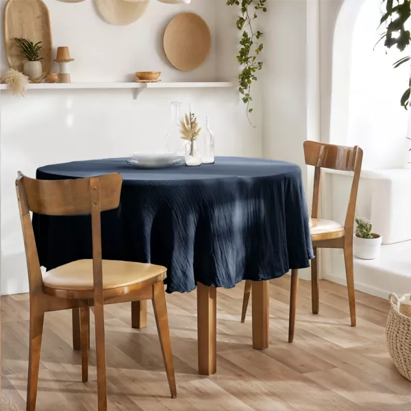 Tafelkleed rond Katoengaas (180 cm) Gaïa Nachtblauw