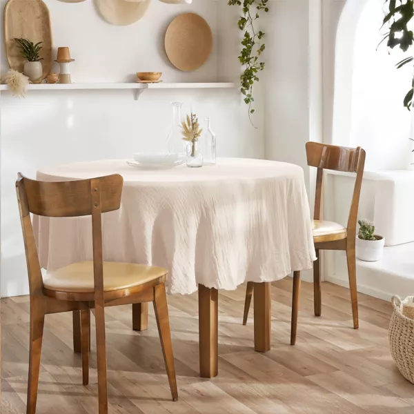 Nappe ronde gaze de coton (180 cm) Gaïa Rose poudré