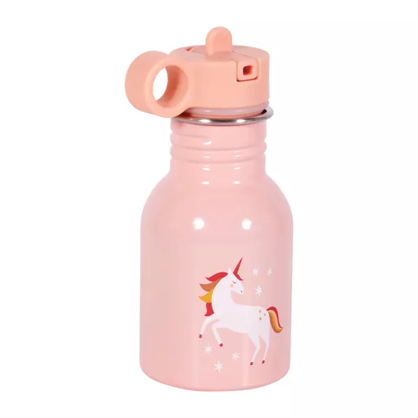 Gourde métal enfant (16 cm) Licorne Rose