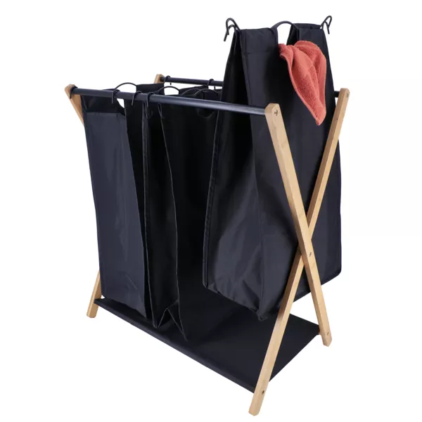 Panier à linge 3 compartiments (H76 cm) Purebamboo Noir