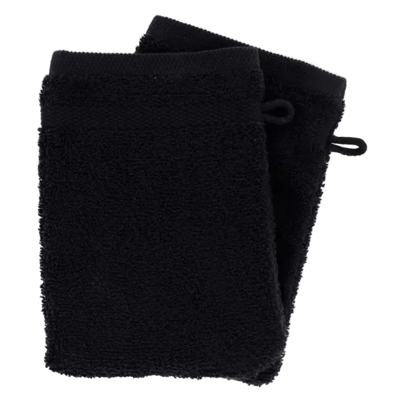 Juego de 2 guantes de baño en algodón (15 x 21 cm) Timeless Negro