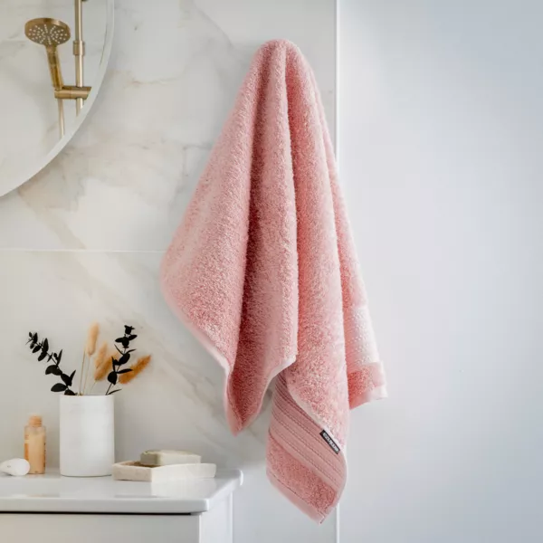 Serviette de bain coton bio (50 x 90 cm) Méline Rose pêche