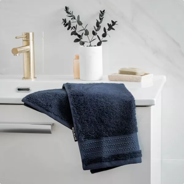 Serviette de bain coton bio (30 x 50 cm) Méline Bleu nuit