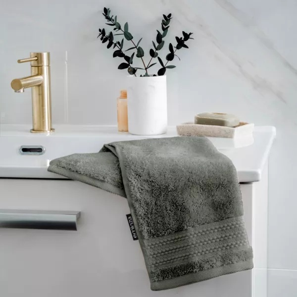Serviette de bain coton bio (30 x 50 cm) Méline Vert romarin