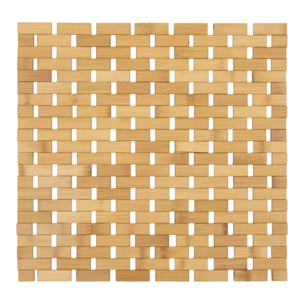 Tapis de bain Caillebotis carré bambou (45 x 45 cm) Antidérapant Beige