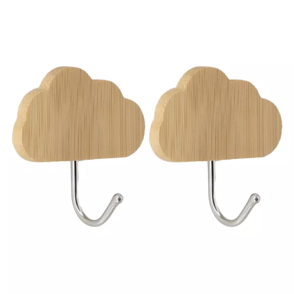 Sæt med 2 selvklæbende 3M kroge i bambus (H6 cm) Sky