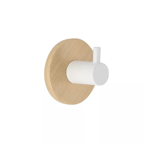Patère adhesive 3M bambou (D5 cm) Blanc