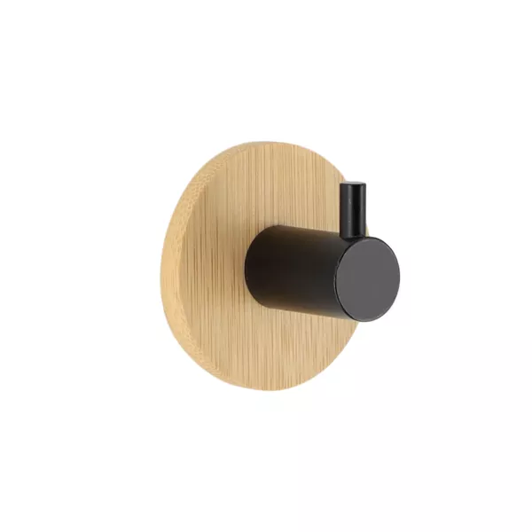 Haken zum Kleben 3M aus Bambus (D11 cm) Schwarz