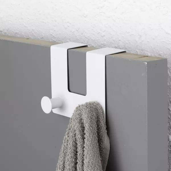 Percha para puerta met�lica de 2 ganchos (H10 cm) Blanco 