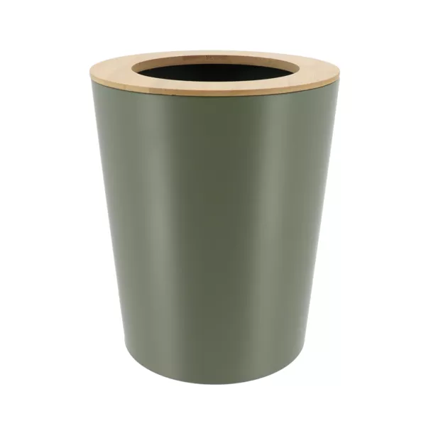 Poubelle Rétro Imitation Bois 12L – Couvercle Basculant, Style Rustique Pour Cuisine & Salle De Bain