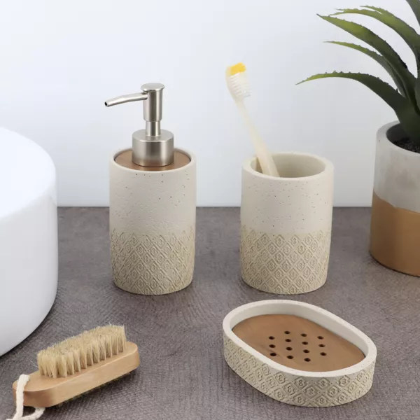 Badezimmer Set graviert Casablanca Naturfarben