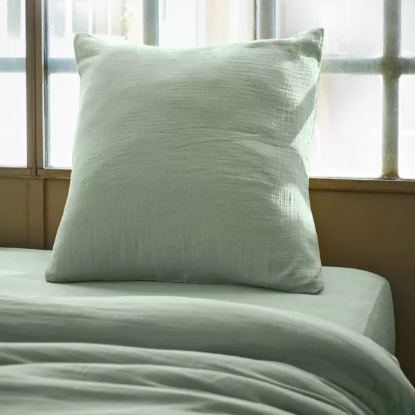 Pudebetræk i bomuldsgaze (60 x 60 cm) Gaïa Eukalyptusgrøn