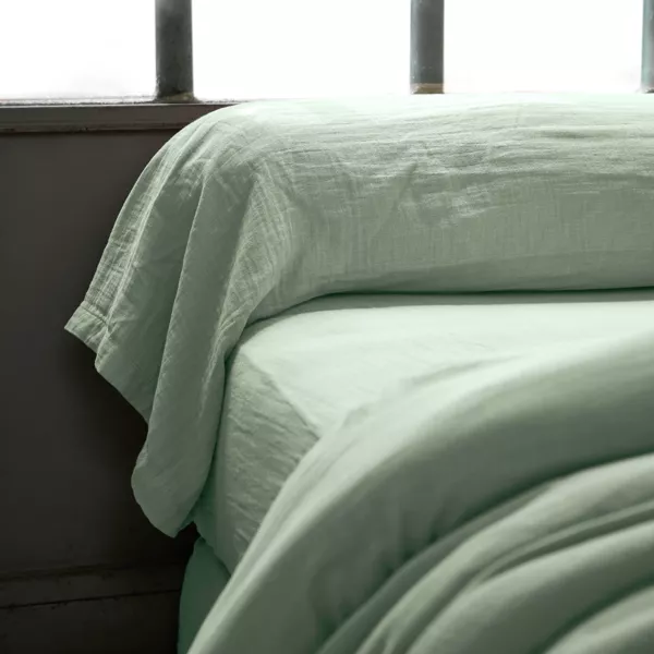 Funda para almohada cilíndrica de gasa de algodón (L185 cm) Gaïa Verde eucalipto